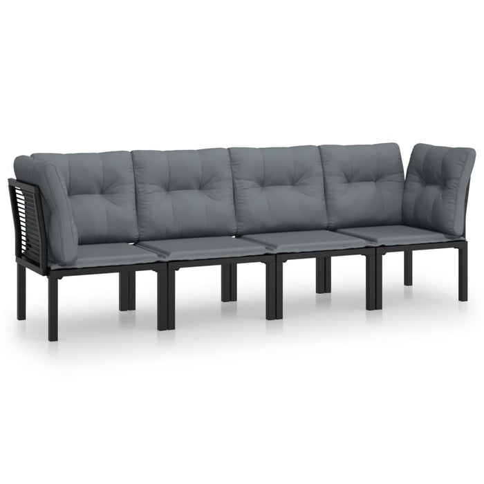 Set mobilier de grădină, 4 piese, negru și gri, poliratan - WALTI WALTI