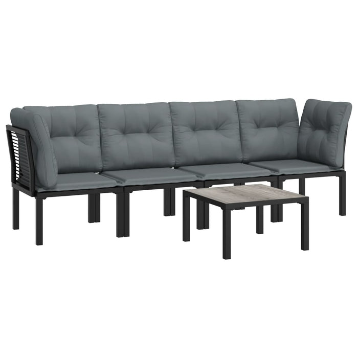 Set mobilier de grădină, 5 piese, negru/gri, poliratan - WALTI WALTI