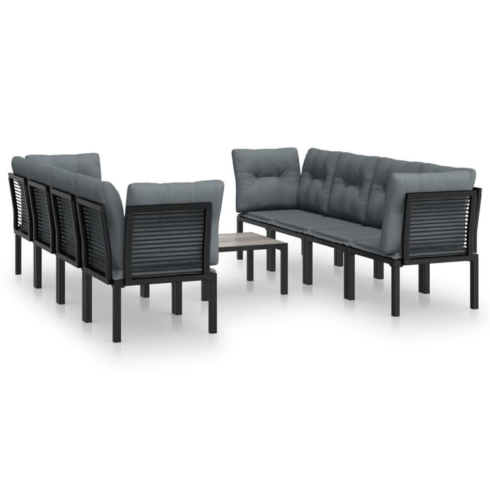 Set mobilier de grădină, 9 piese, negru și gri, poliratan - WALTI WALTI