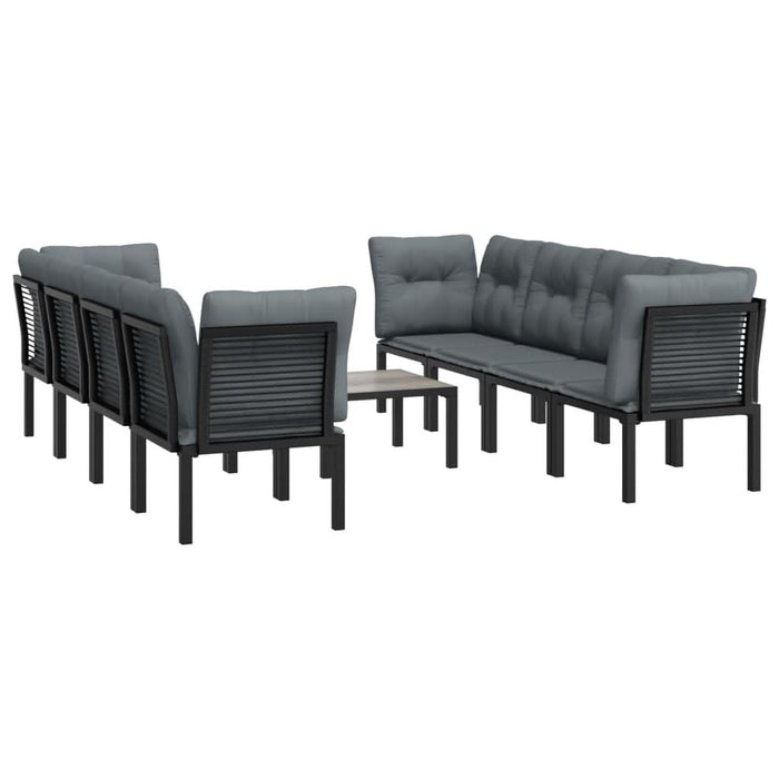 Set mobilier de grădină, 9 piese, negru și gri, poliratan - WALTI WALTI