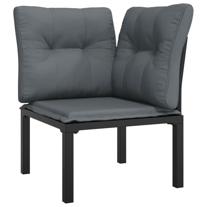 Set mobilier de grădină, 9 piese, negru și gri, poliratan - WALTI WALTI