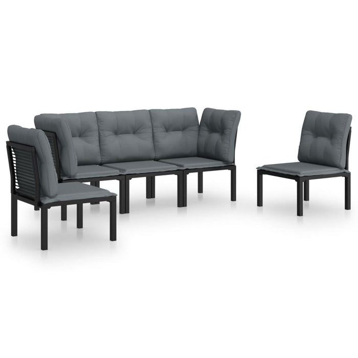 Set mobilier de grădină, 5 piese, negru/gri, poliratan - WALTI WALTI
