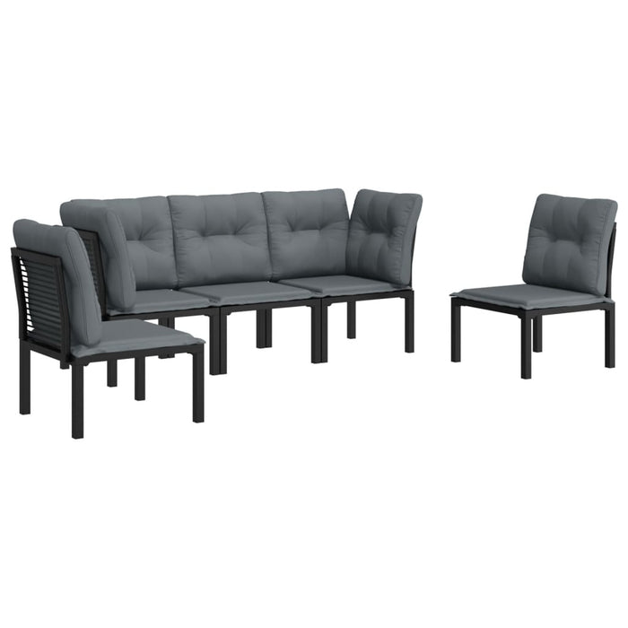 Set mobilier de grădină, 5 piese, negru/gri, poliratan - WALTI WALTI