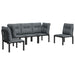 Set mobilier de grădină, 5 piese, negru/gri, poliratan - WALTI WALTI