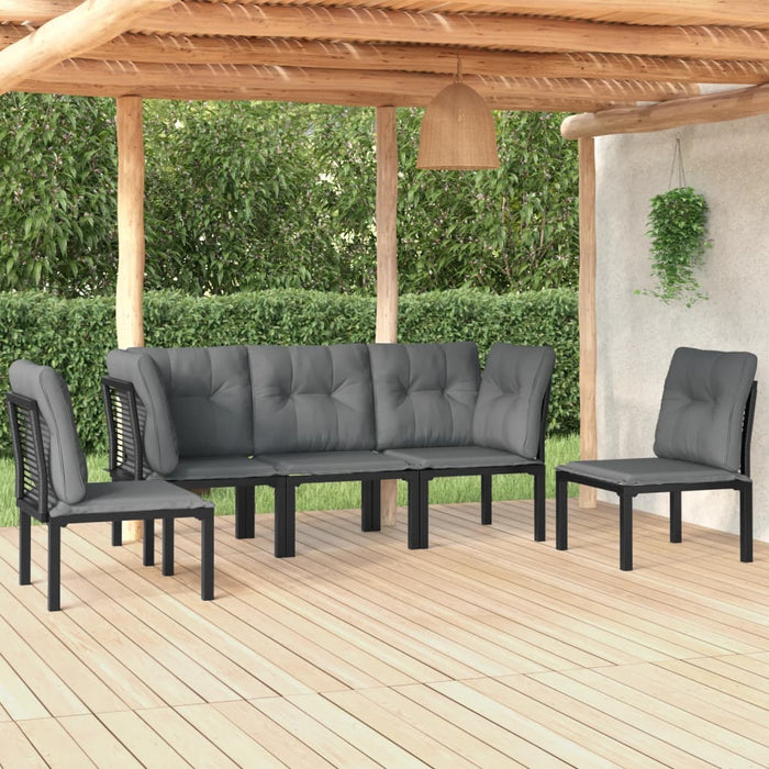 Set mobilier de grădină, 5 piese, negru/gri, poliratan - WALTI WALTI