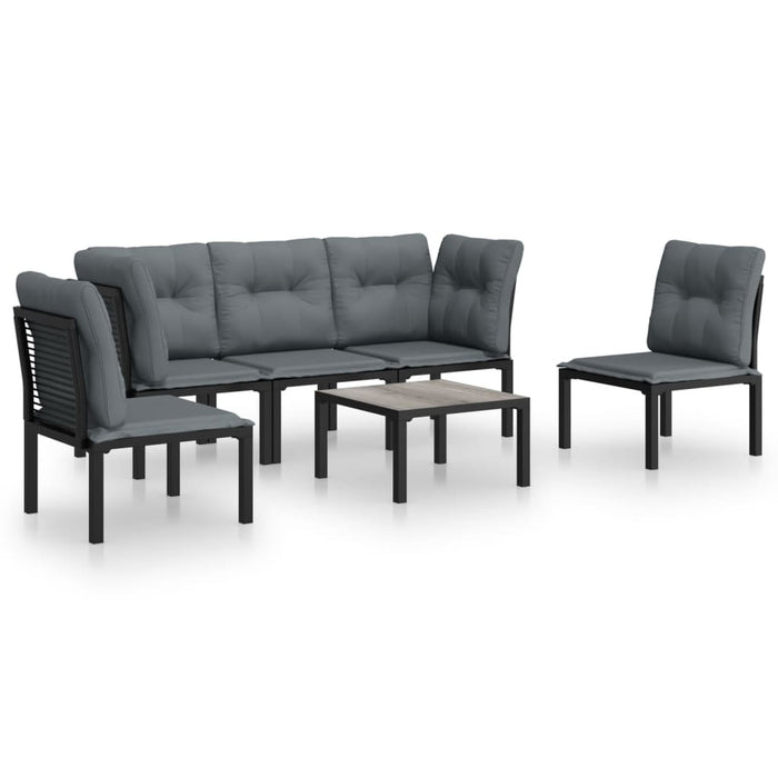 Set mobilier de grădină, 6 piese, negru și gri, poliratan WALTI