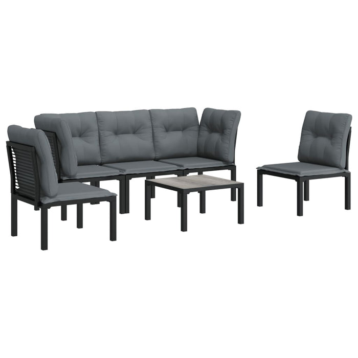 Set mobilier de grădină, 6 piese, negru și gri, poliratan WALTI