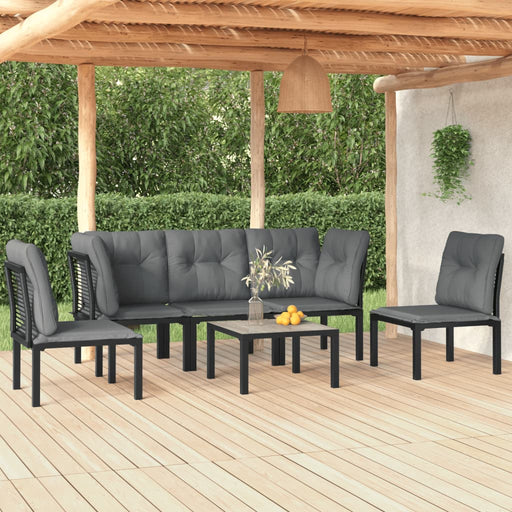 Set mobilier de grădină, 6 piese, negru și gri, poliratan - WALTI WALTI