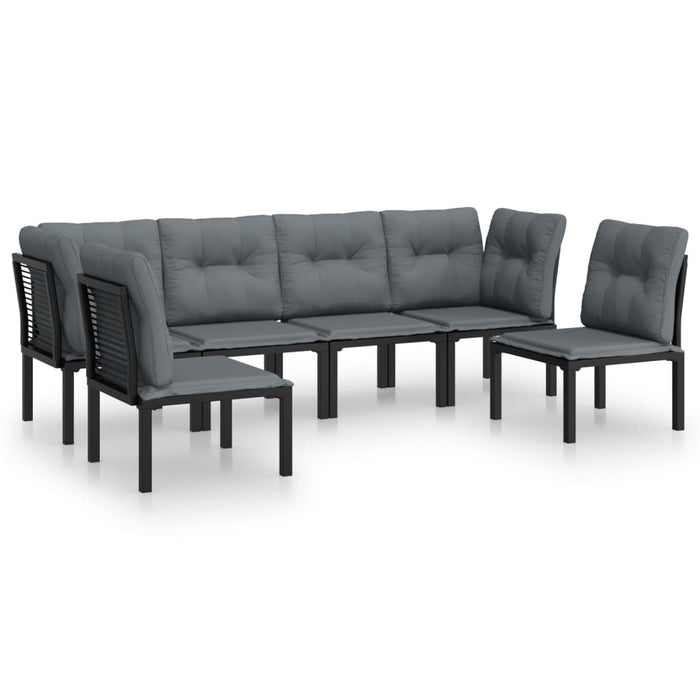 Set mobilier de grădină, 6 piese, negru și gri, poliratan - WALTI WALTI