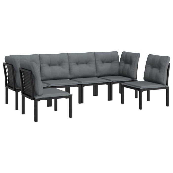 Set mobilier de grădină, 6 piese, negru și gri, poliratan - WALTI WALTI
