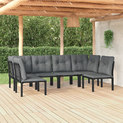 Set mobilier de grădină, 6 piese, negru și gri, poliratan - WALTI WALTI