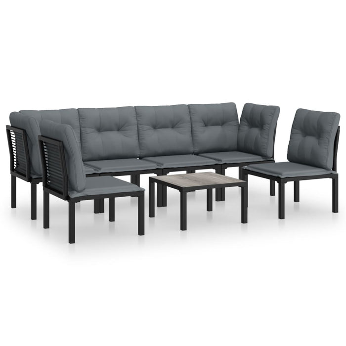 Set mobilier de grădină, 7 piese, negru și gri, poliratan - WALTI WALTI