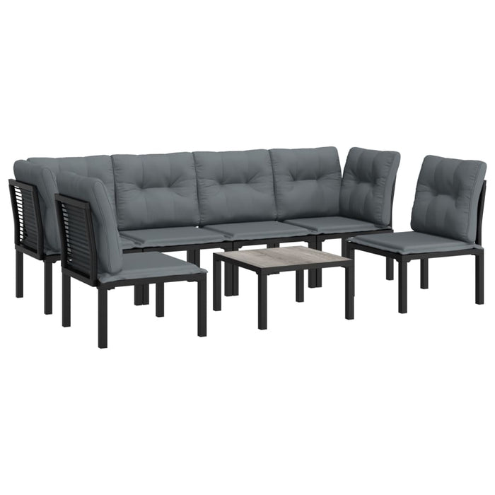 Set mobilier de grădină, 7 piese, negru și gri, poliratan - WALTI WALTI