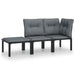 Set mobilier de grădină cu perne, 3 piese, negru/gri, poliratan - WALTI WALTI