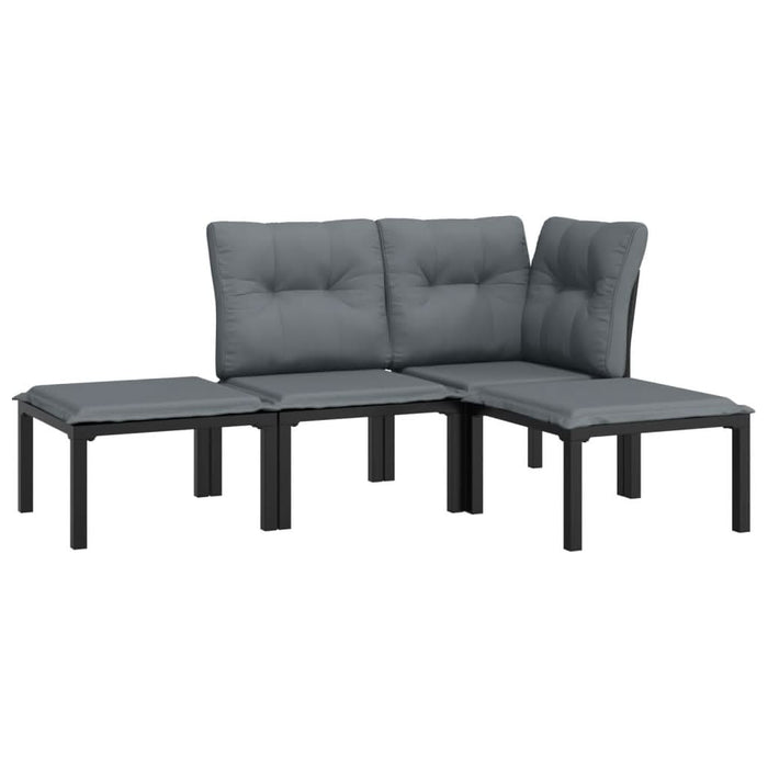Set mobilier de grădină, 4 piese, negru și gri, poliratan - WALTI WALTI