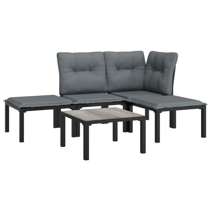 Set mobilier de grădină, 5 piese, negru/gri, poliratan - WALTI WALTI