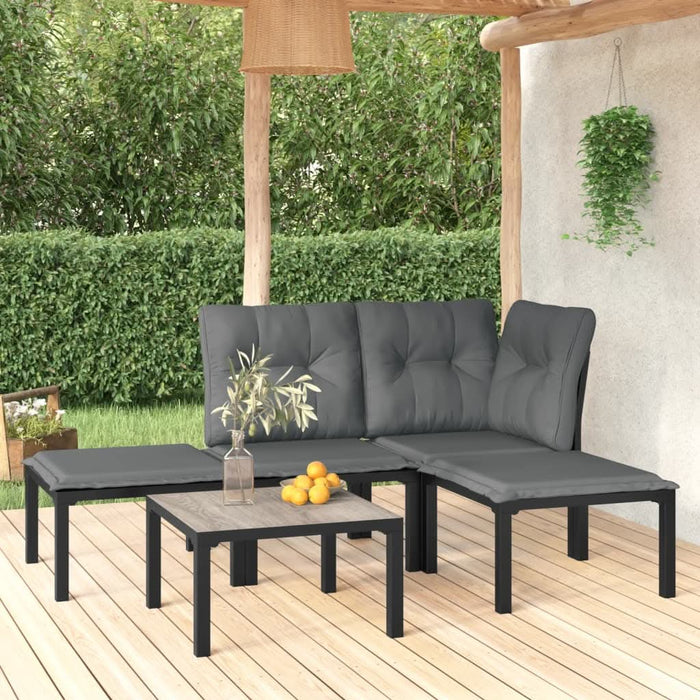 Set mobilier de grădină, 5 piese, negru/gri, poliratan - WALTI WALTI