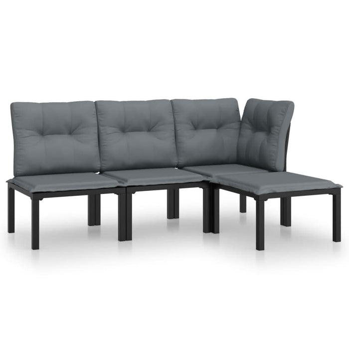 Set mobilier de grădină, 4 piese, negru și gri, poliratan - WALTI WALTI