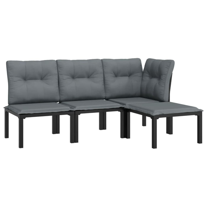 Set mobilier de grădină, 4 piese, negru și gri, poliratan - WALTI WALTI