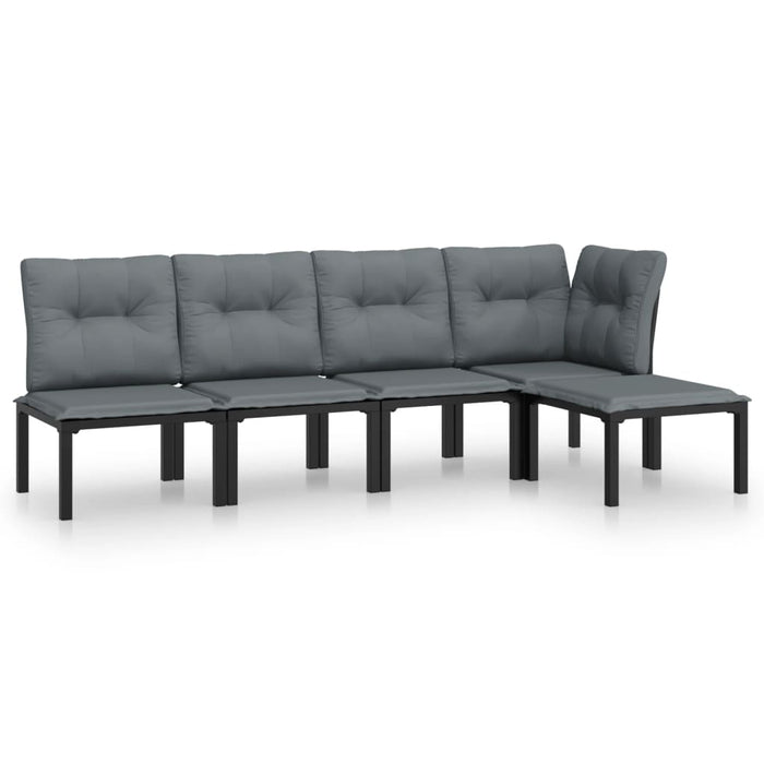 Set mobilier de grădină, 5 piese, negru/gri, poliratan - WALTI WALTI