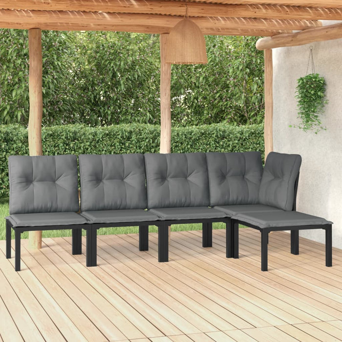Set mobilier de grădină, 5 piese, negru/gri, poliratan - WALTI WALTI