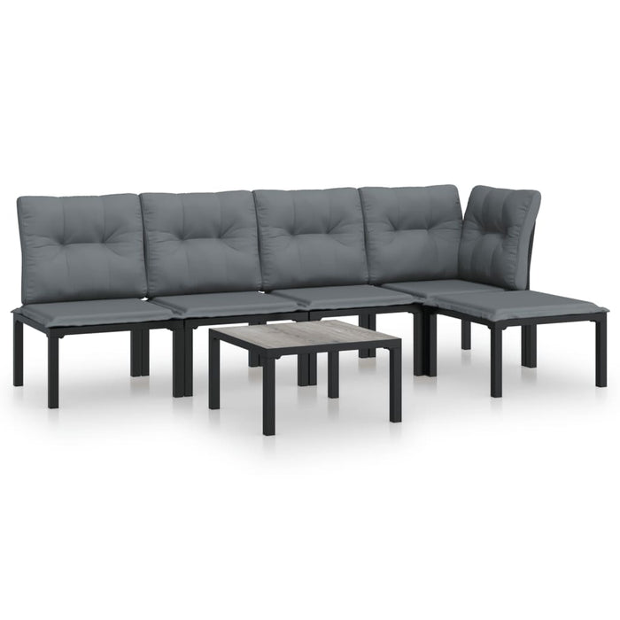Set mobilier de grădină, 6 piese, negru și gri, poliratan - WALTI WALTI