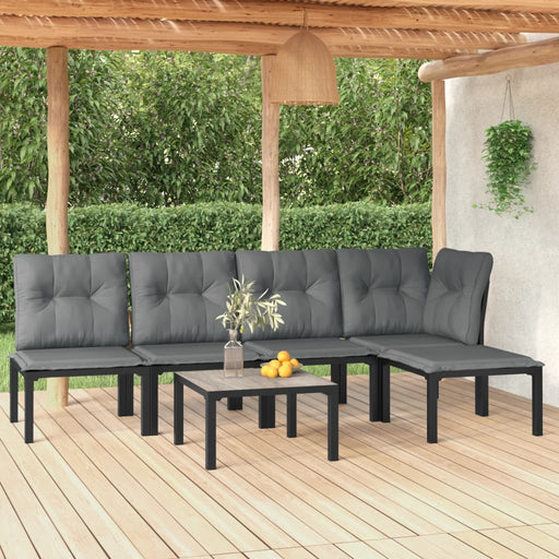 Set mobilier de grădină, 6 piese, negru și gri, poliratan - WALTI WALTI