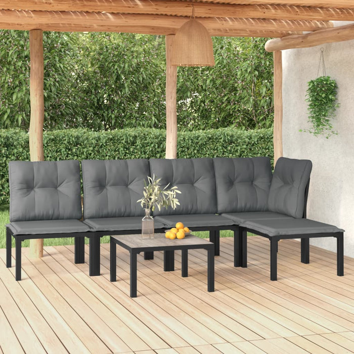 Set mobilier de grădină, 6 piese, negru și gri, poliratan - WALTI WALTI