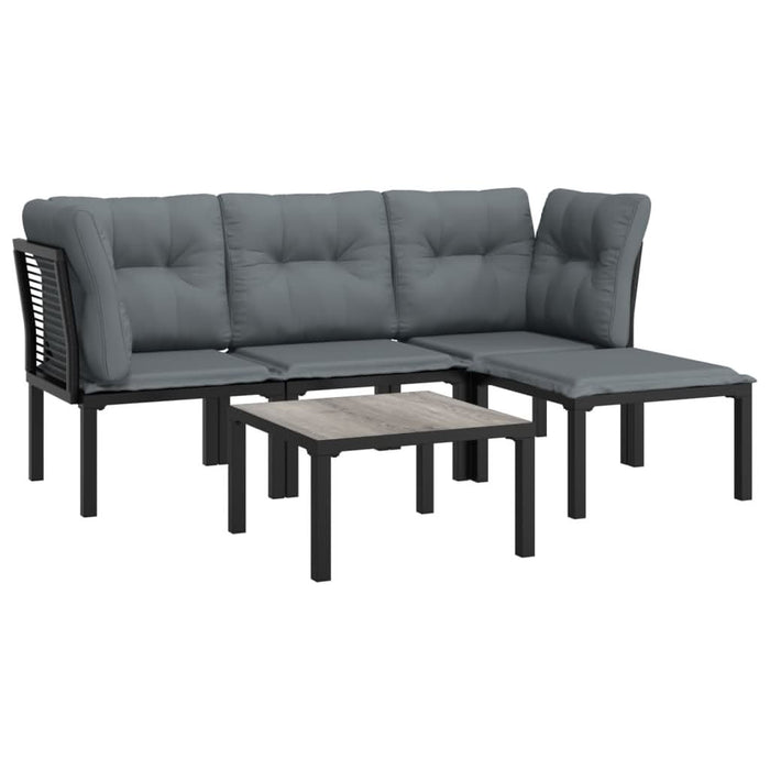 Set mobilier de grădină, 5 piese, negru/gri, poliratan - WALTI WALTI