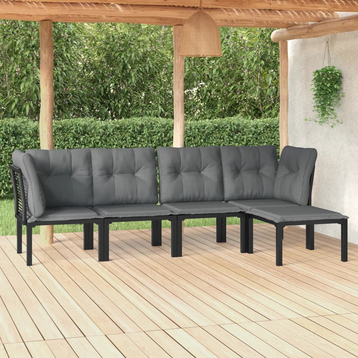 Set mobilier de grădină, 5 piese, negru/gri, poliratan - WALTI WALTI