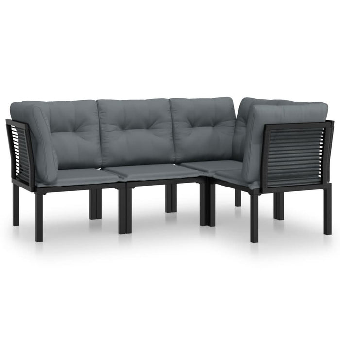 Set mobilier de grădină, 4 piese, negru și gri, poliratan - WALTI WALTI
