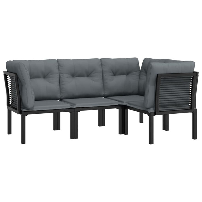 Set mobilier de grădină, 4 piese, negru și gri, poliratan - WALTI WALTI