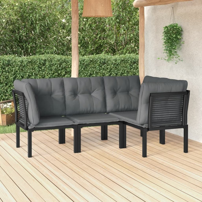 Set mobilier de grădină, 4 piese, negru și gri, poliratan - WALTI WALTI
