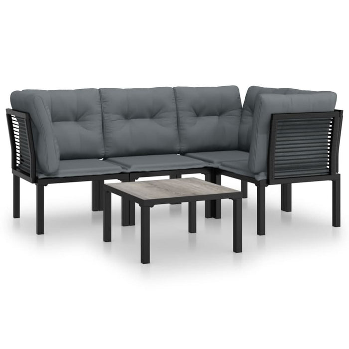 Set mobilier de grădină, 5 piese, negru/gri, poliratan - WALTI WALTI