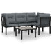 Set mobilier de grădină, 5 piese, negru/gri, poliratan - WALTI WALTI