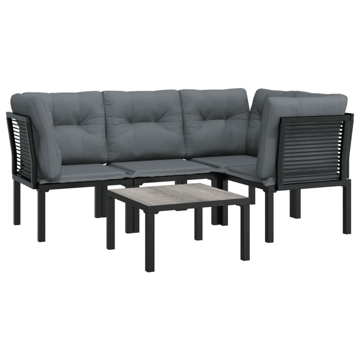 Set mobilier de grădină, 5 piese, negru/gri, poliratan - WALTI WALTI