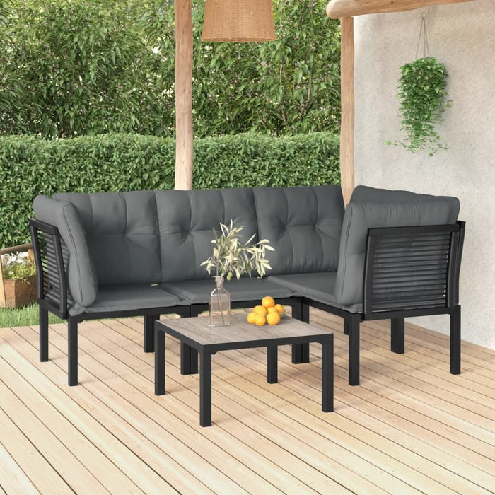 Set mobilier de grădină, 5 piese, negru/gri, poliratan - WALTI WALTI