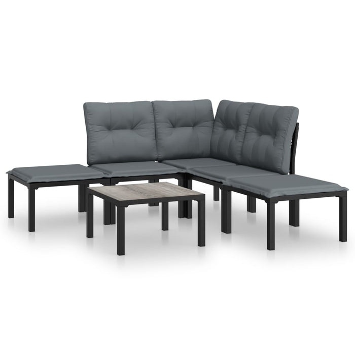 Set mobilier de grădină, 6 piese, negru și gri, poliratan - WALTI WALTI