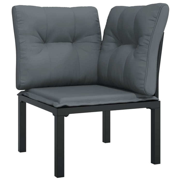 Set mobilier de grădină, 6 piese, negru și gri, poliratan - WALTI WALTI