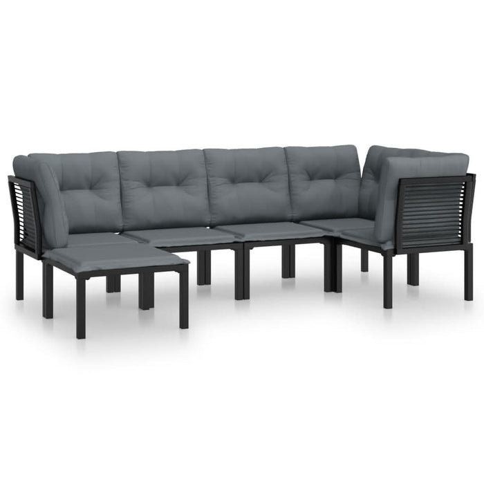 Set mobilier de grădină, 6 piese, negru și gri, poliratan - WALTI WALTI