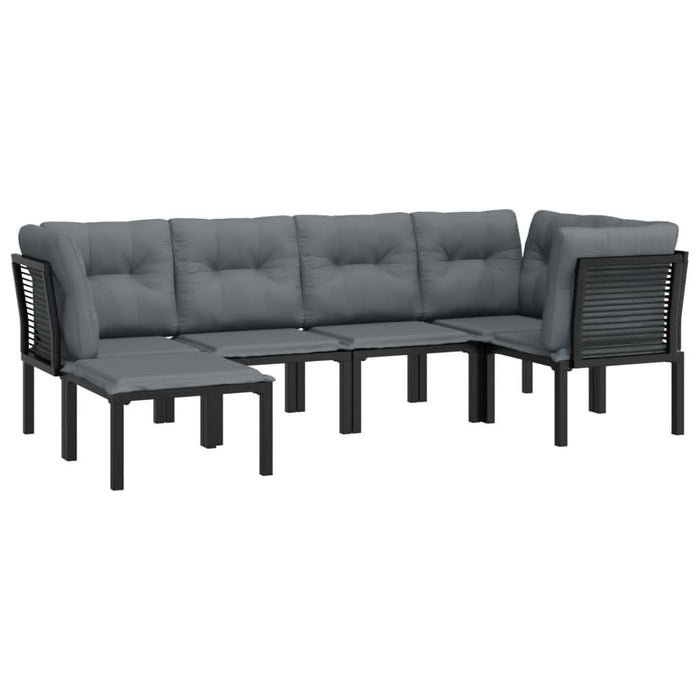 Set mobilier de grădină, 6 piese, negru și gri, poliratan - WALTI WALTI