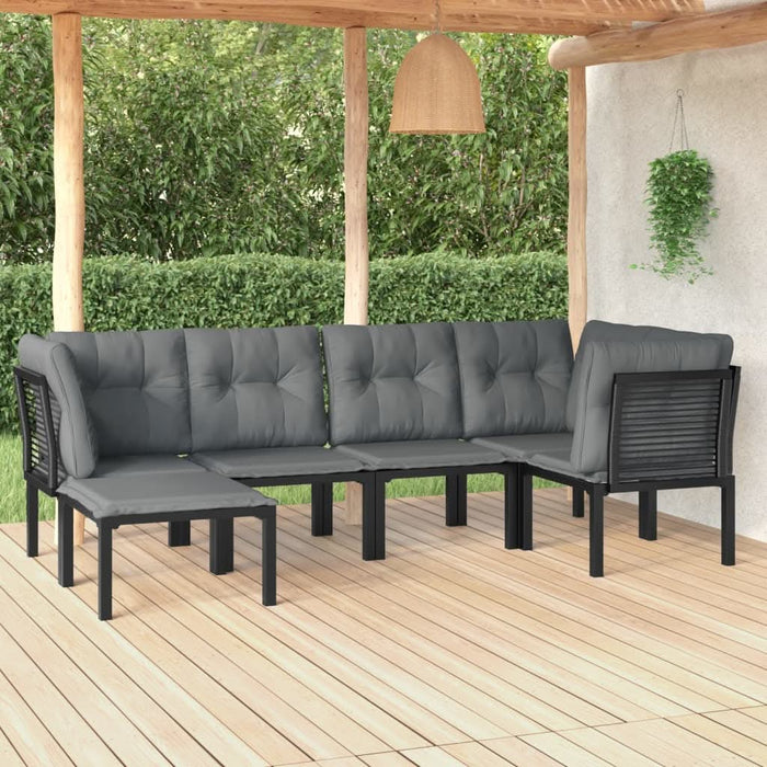 Set mobilier de grădină, 6 piese, negru și gri, poliratan - WALTI WALTI