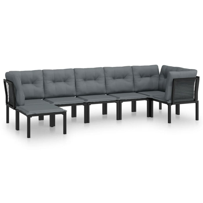 Set mobilier de grădină, 7 piese, negru și gri, poliratan - WALTI WALTI