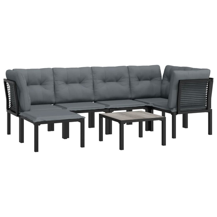 Set mobilier de grădină, 7 piese, negru și gri, poliratan - WALTI WALTI