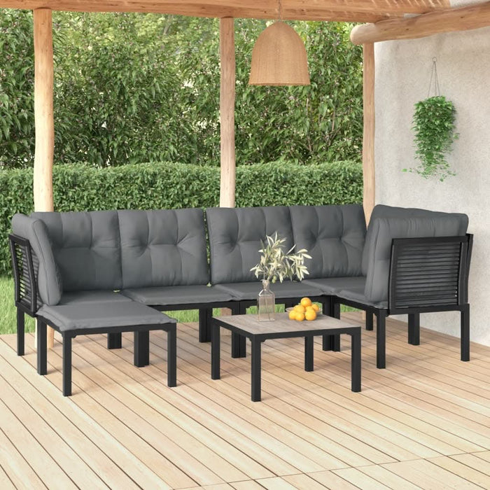 Set mobilier de grădină, 7 piese, negru și gri, poliratan - WALTI WALTI