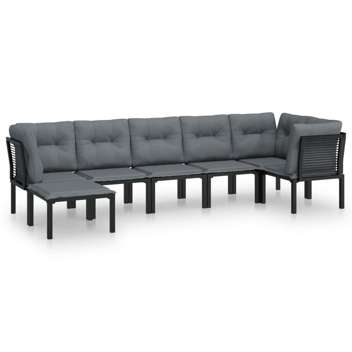 Set mobilier de grădină, 7 piese, negru și gri, poliratan - WALTI WALTI
