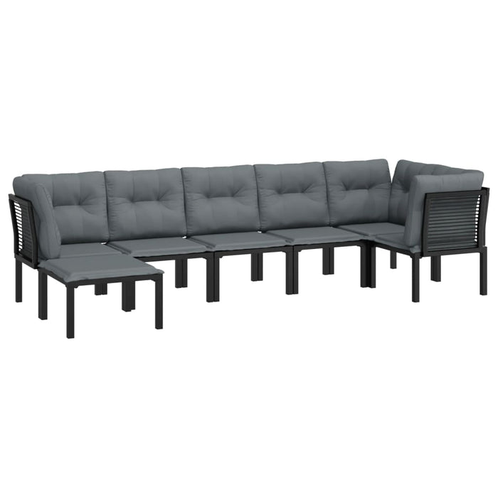 Set mobilier de grădină, 7 piese, negru și gri, poliratan - WALTI WALTI