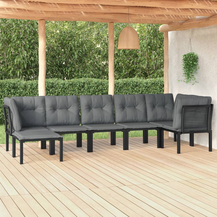 Set mobilier de grădină, 7 piese, negru și gri, poliratan - WALTI WALTI
