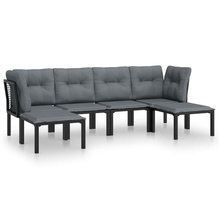 Set mobilier de grădină, 6 piese, negru și gri, poliratan - WALTI WALTI