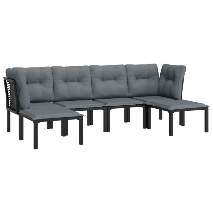 Set mobilier de grădină, 6 piese, negru și gri, poliratan - WALTI WALTI